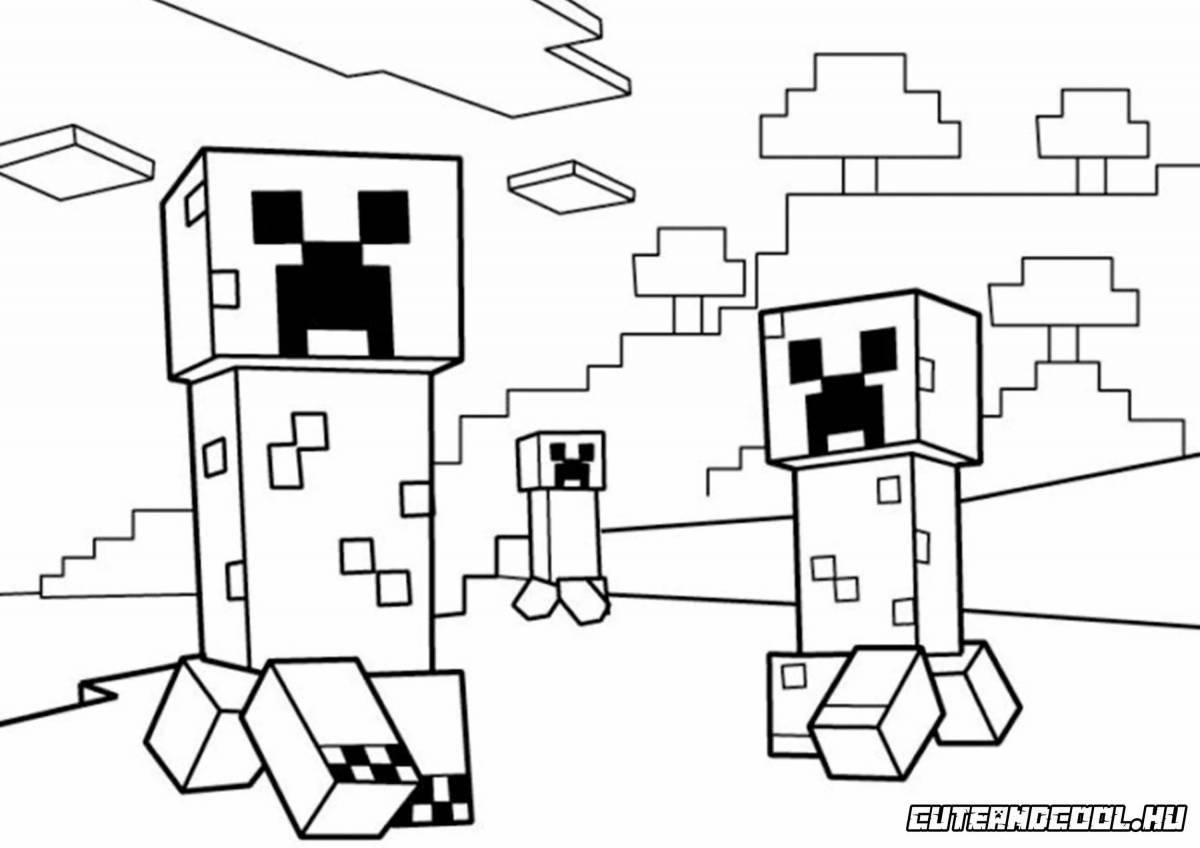 Funny minecraft animal coloring page