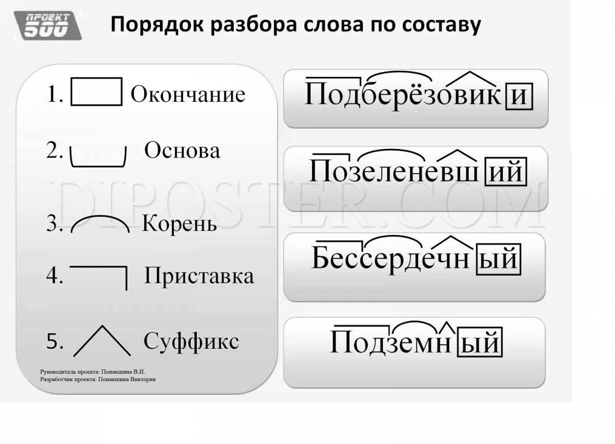 «раскраска» по составу