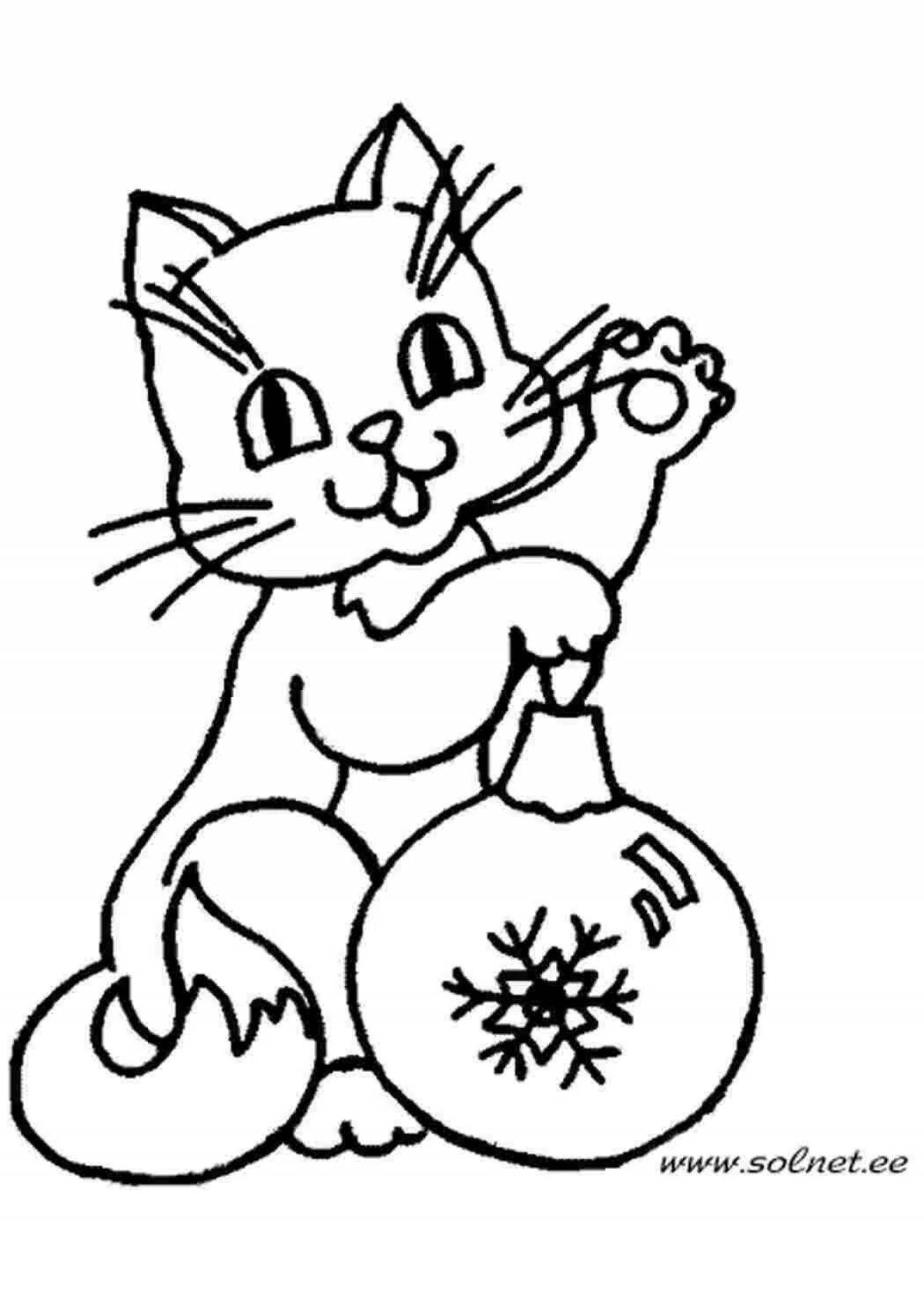 Exciting Christmas cat coloring book