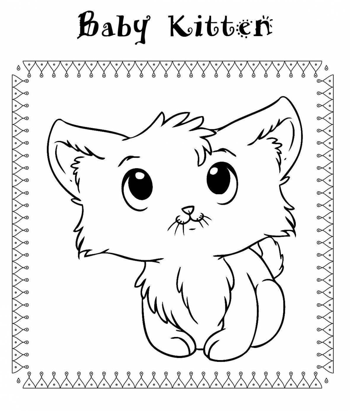 Fluffy coloring cute little cats