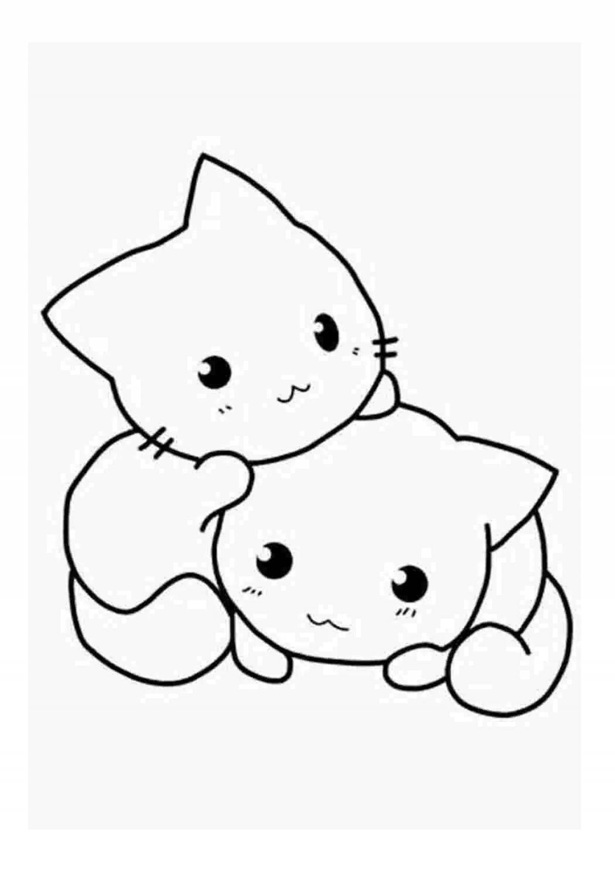 Delightful coloring cute little cats