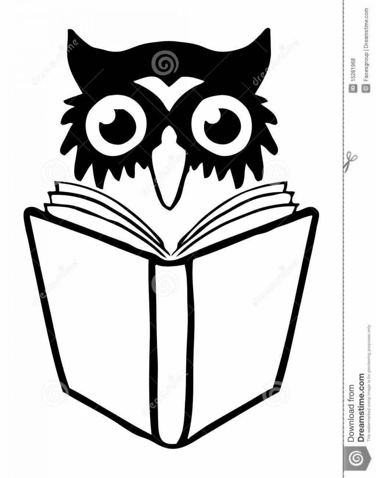 Gorgeous coloring owl with books
