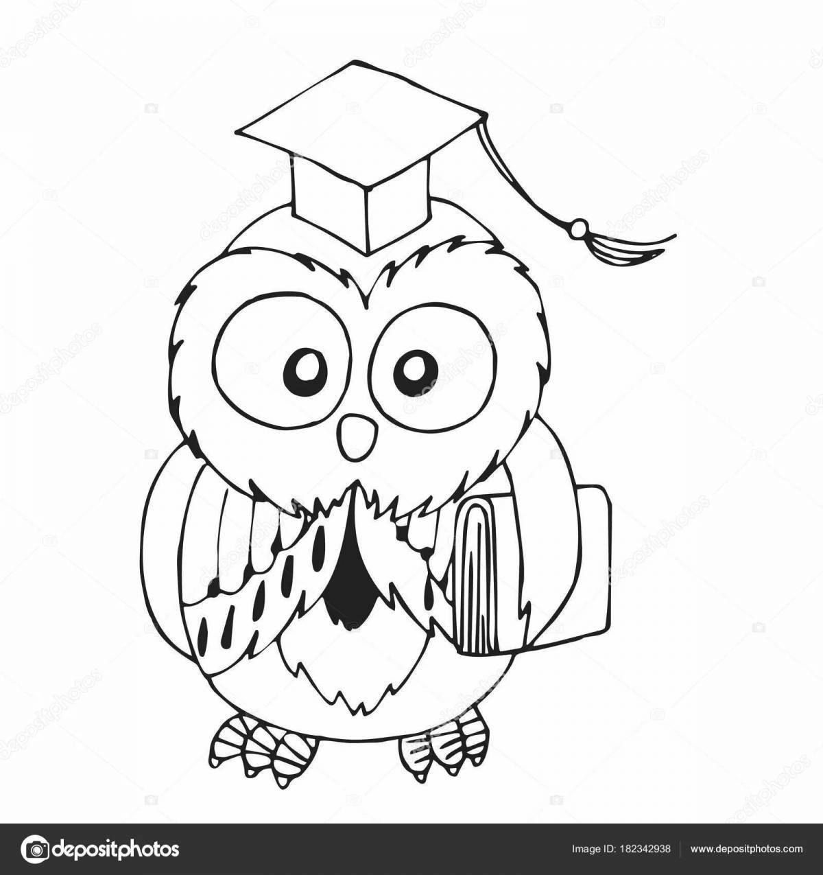 Great owl coloring with books