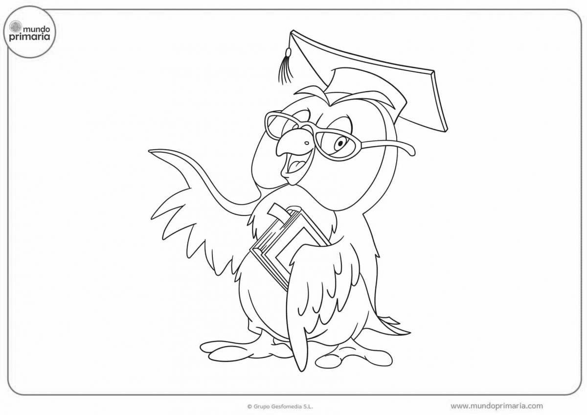 Live coloring owl with books