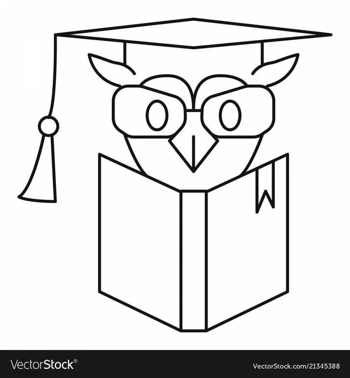 Сказочная раскраска сова с книгами