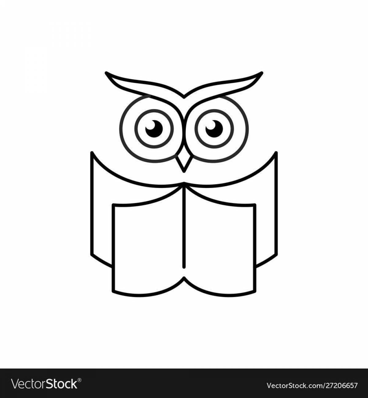 Fun coloring owl with books