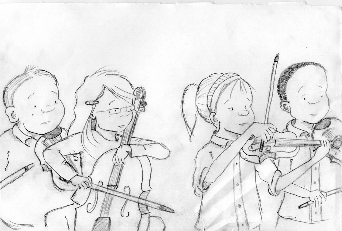 Bright coloring of the orchestra for children