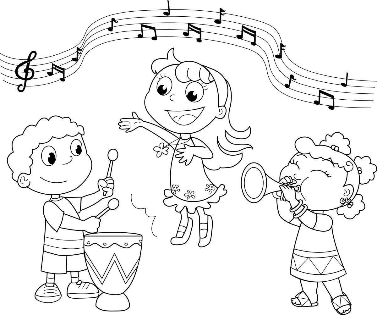 Fun orchestra coloring for kids