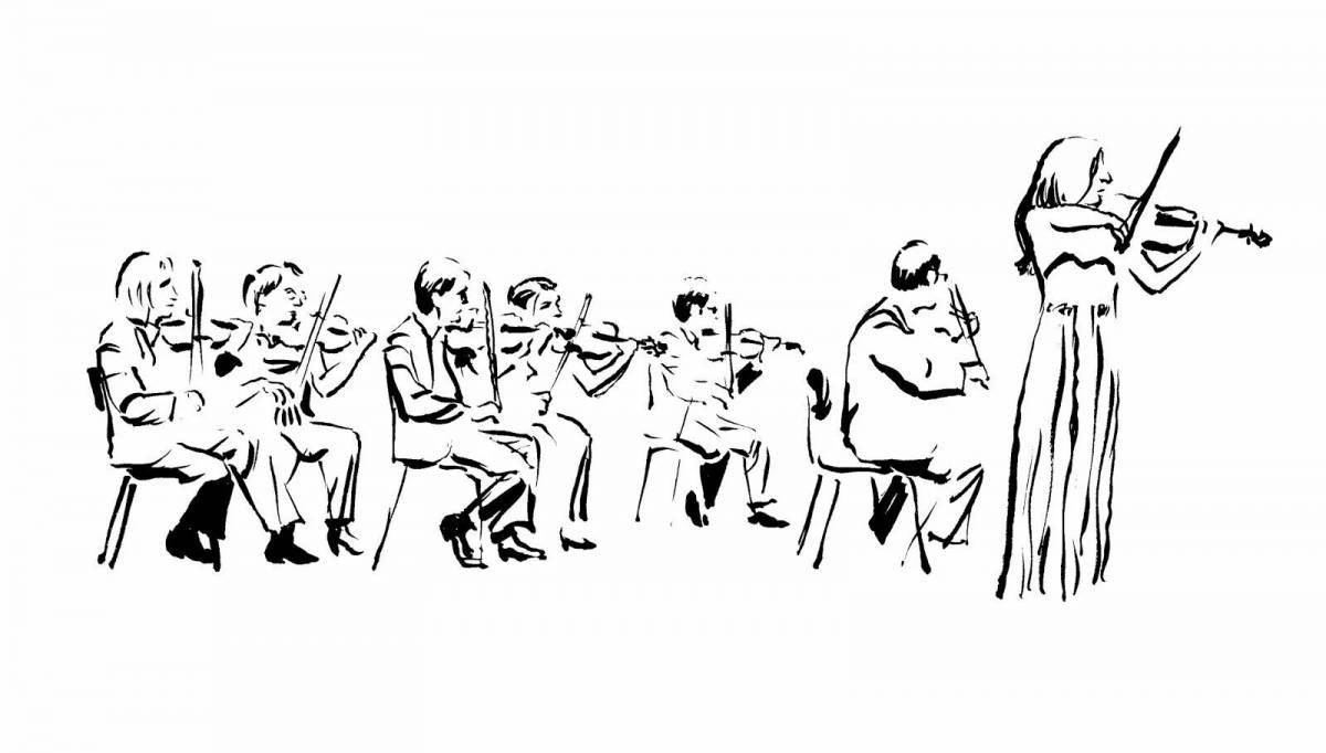 Entertaining coloring of the orchestra for children