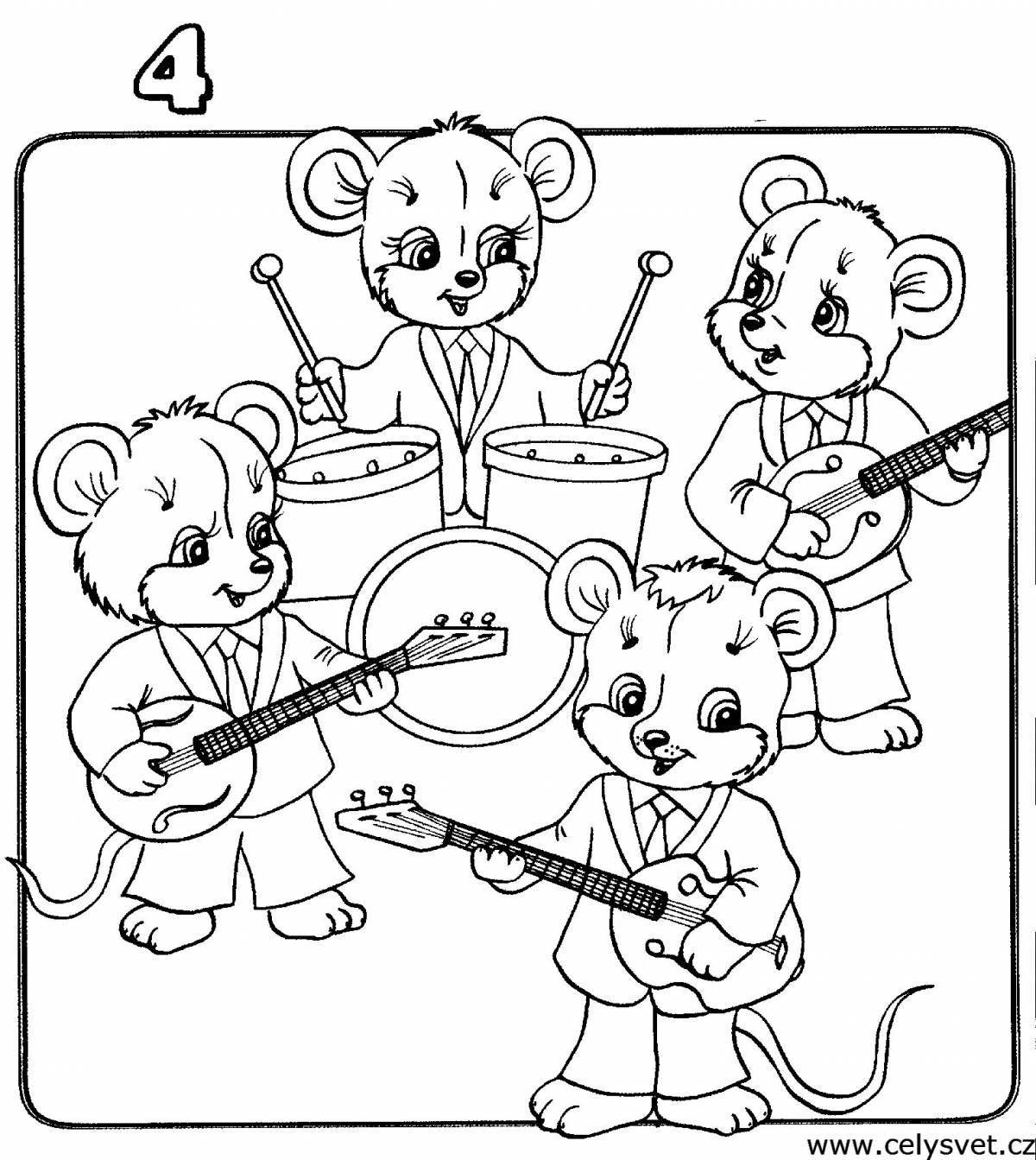 Раскраска славный оркестр для детей