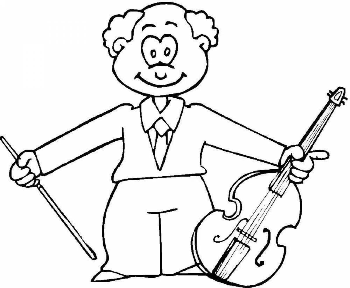 Adorable orchestra coloring page for kids
