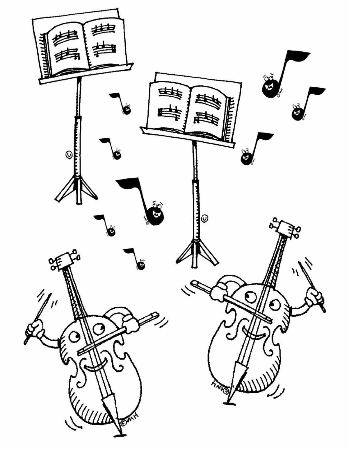 Funny orchestra coloring for kids