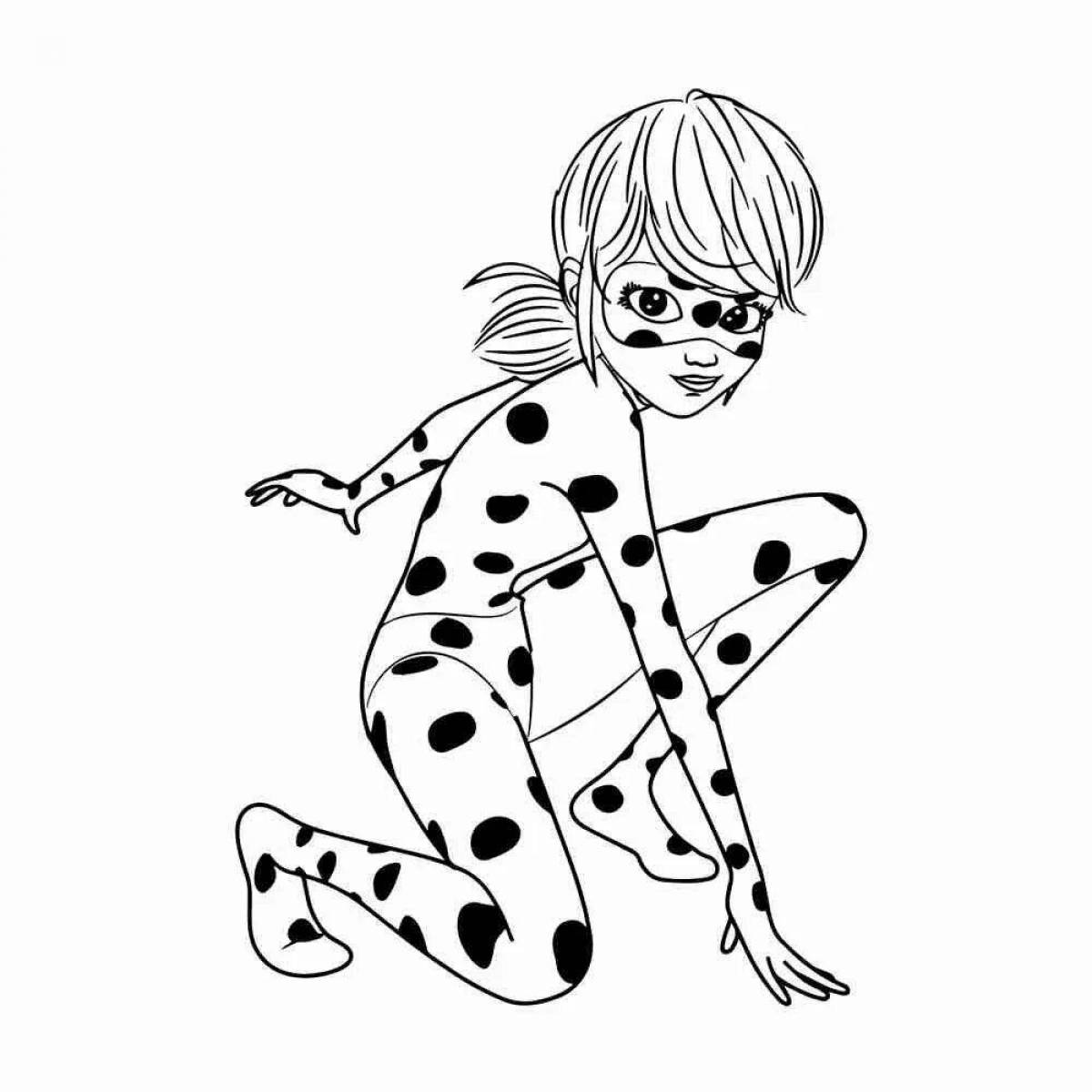 Coloring page charming ladybug