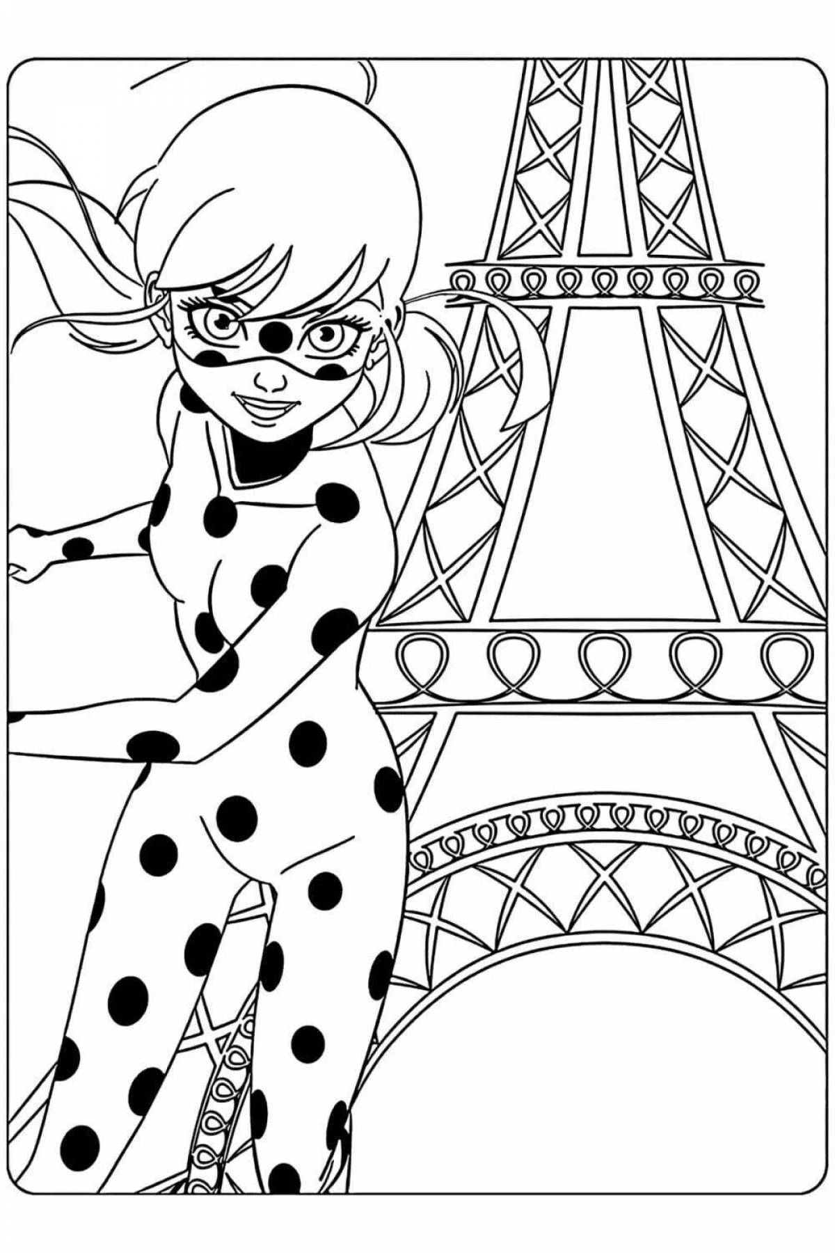 Coloring funny ladybug