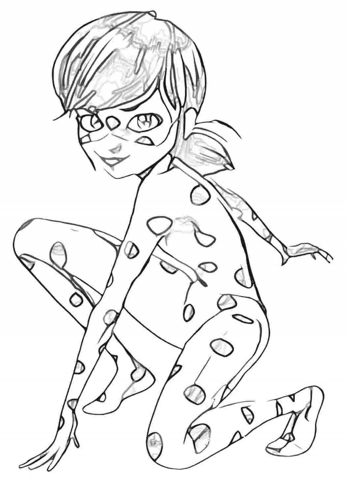 Children's coloring book graceful ladybug