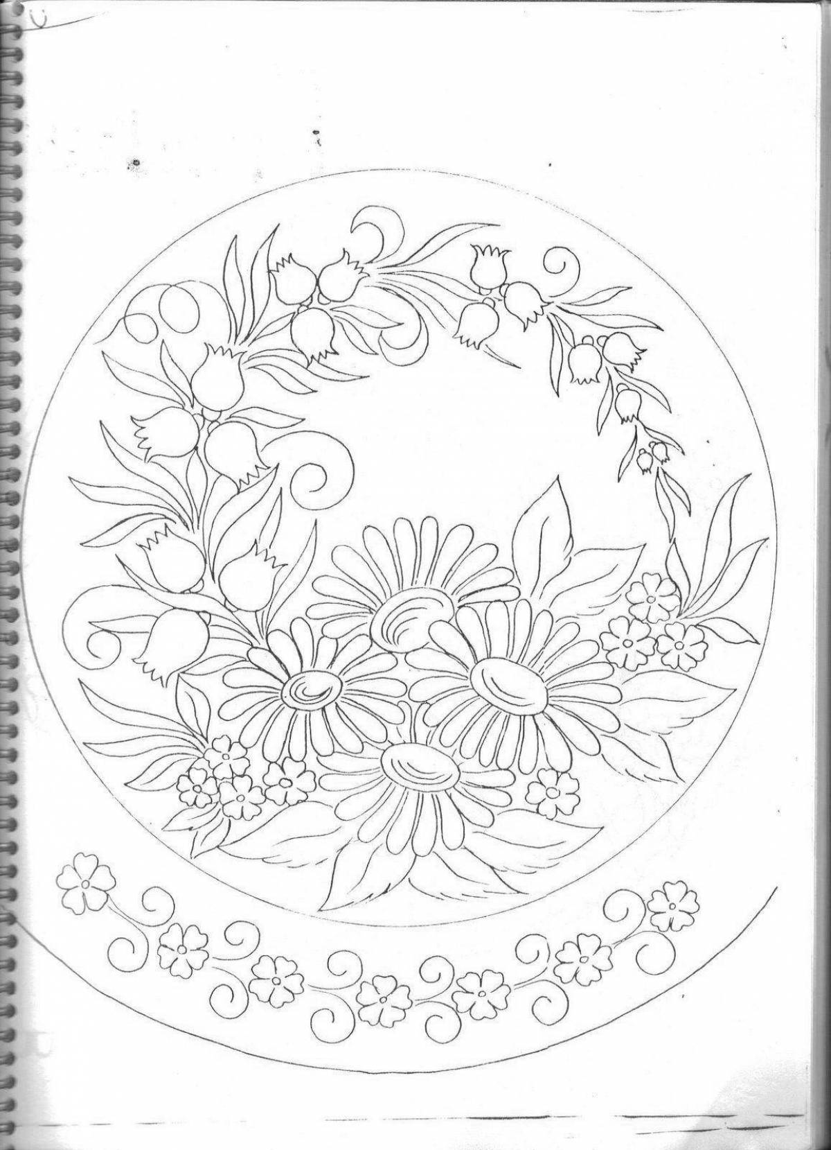 Coloring book elegant Zhostovo Grade 5