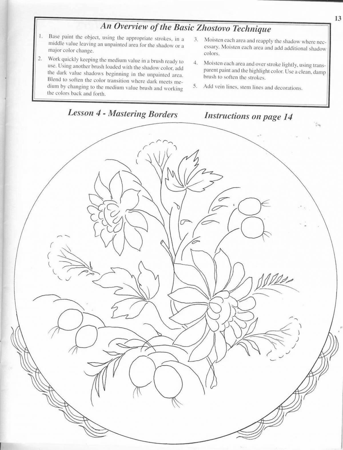 Attractive Zhhostovo 5th grade coloring book