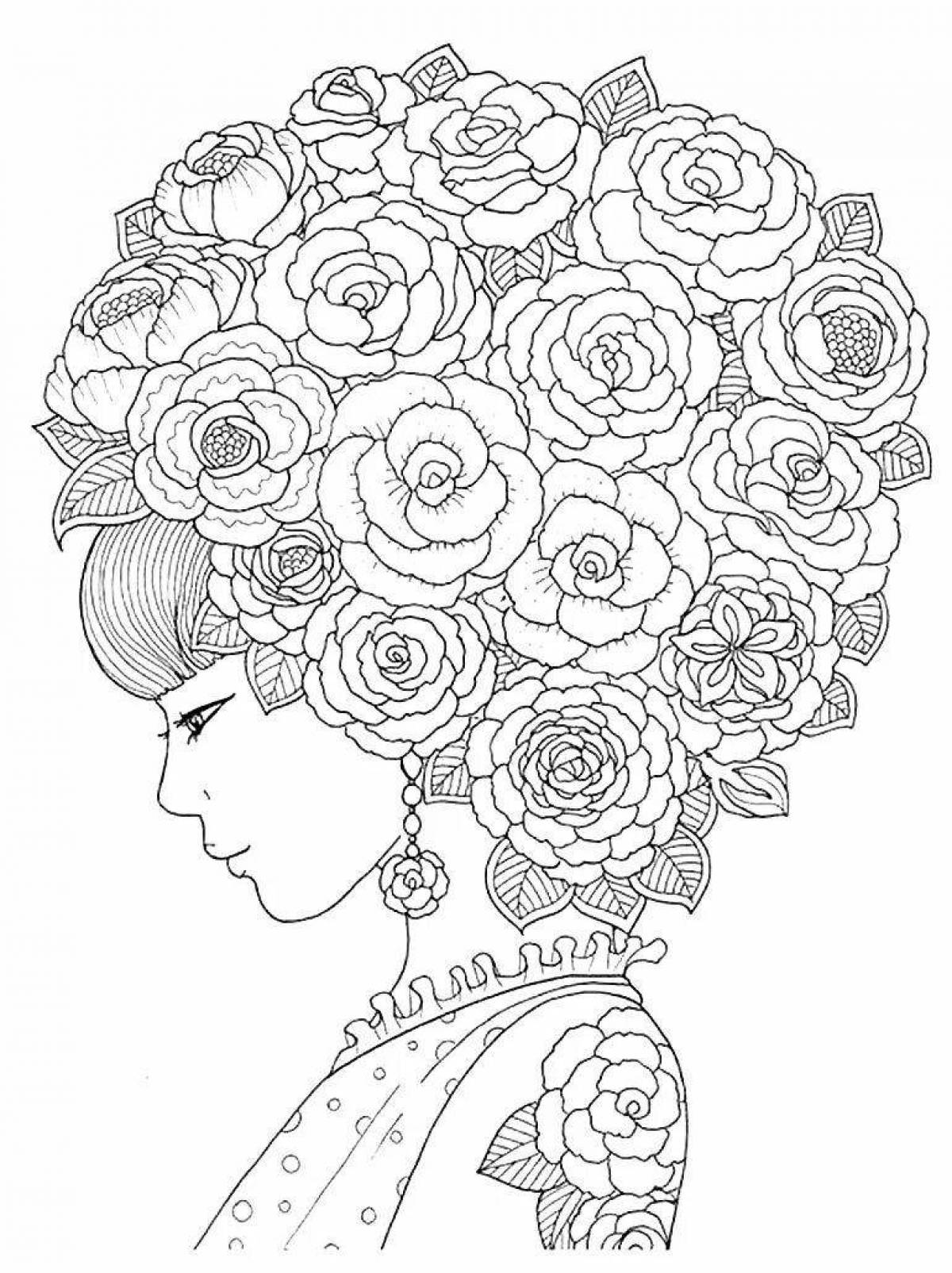 Stimulating anti-stress coloring book for women