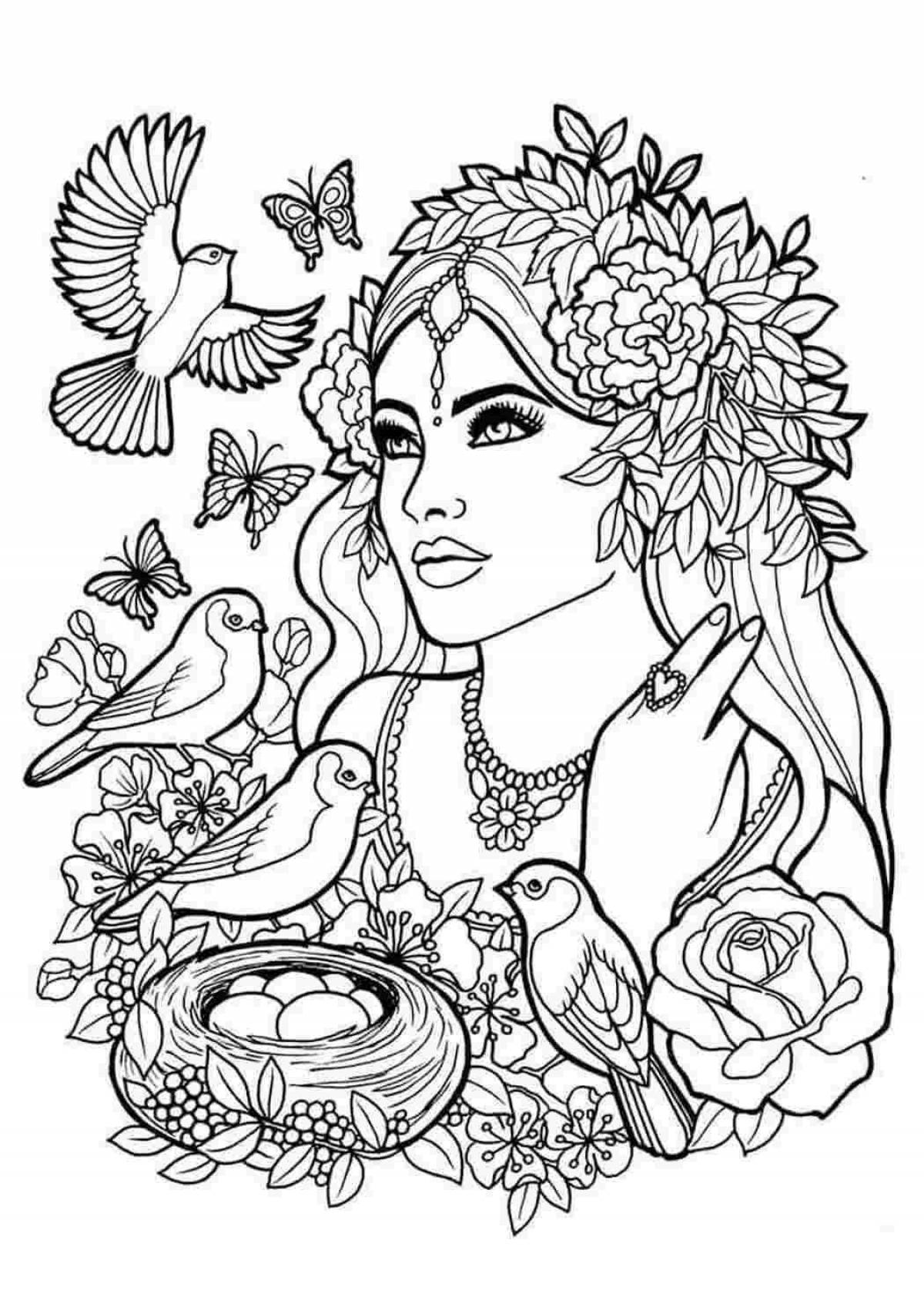 Attractive anti-stress coloring book for women