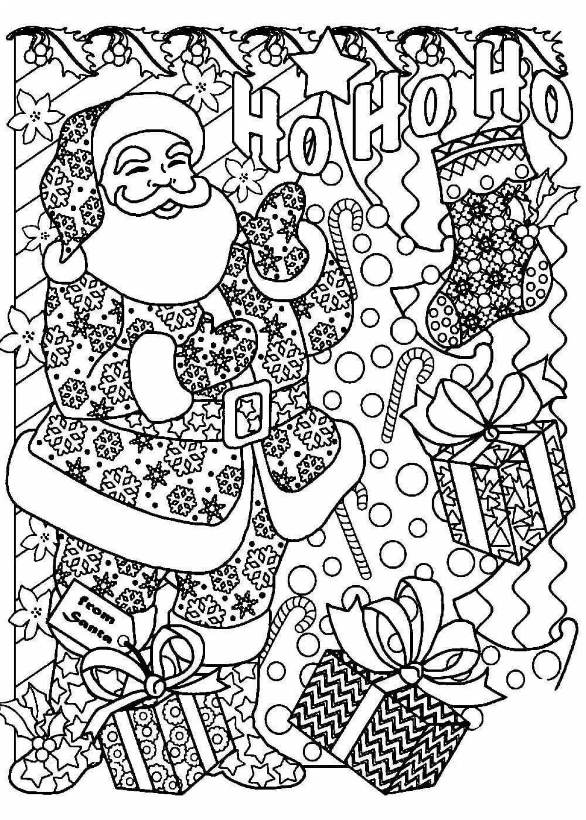 Coloring book sparkling santa claus