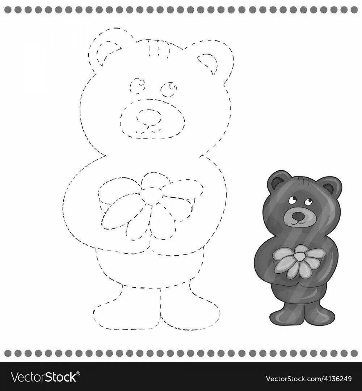 Coloring page happy bear with polka dots