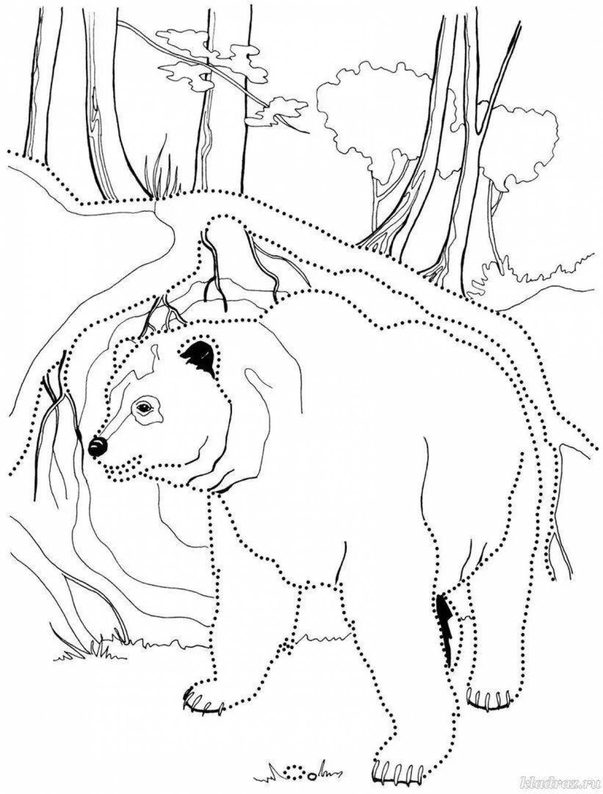 Adorable bear coloring page with polka dots