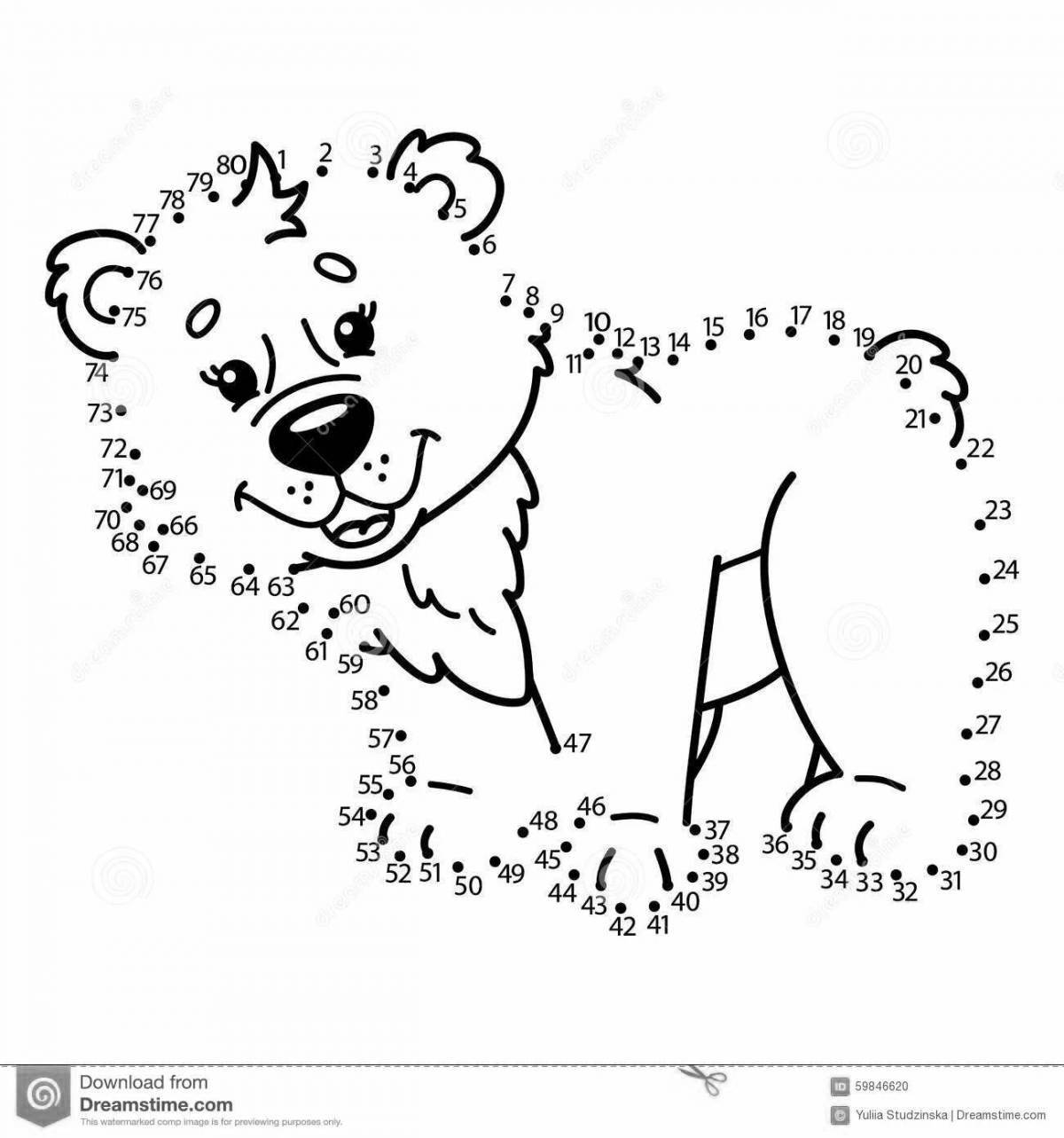 Веселая раскраска медведя в горошек