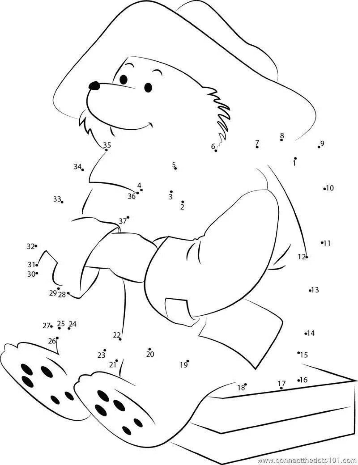 Fancy bear coloring page with polka dots