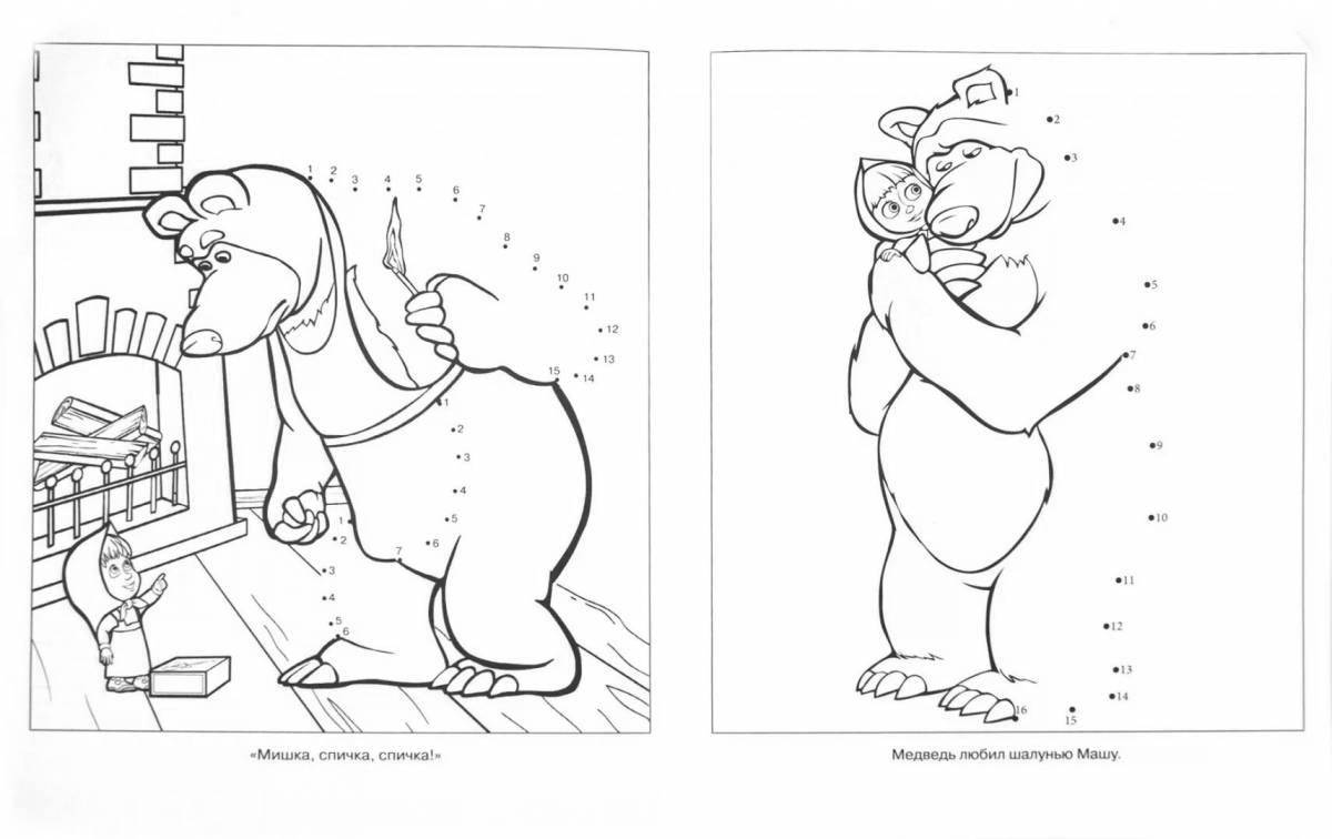Coloring page mischievous bear with polka dots