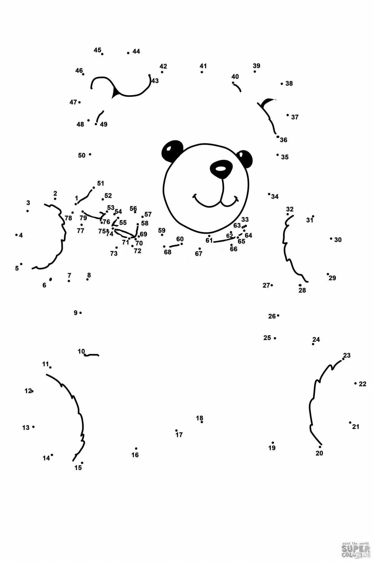 Coloring page of a fascinating bear with polka dots