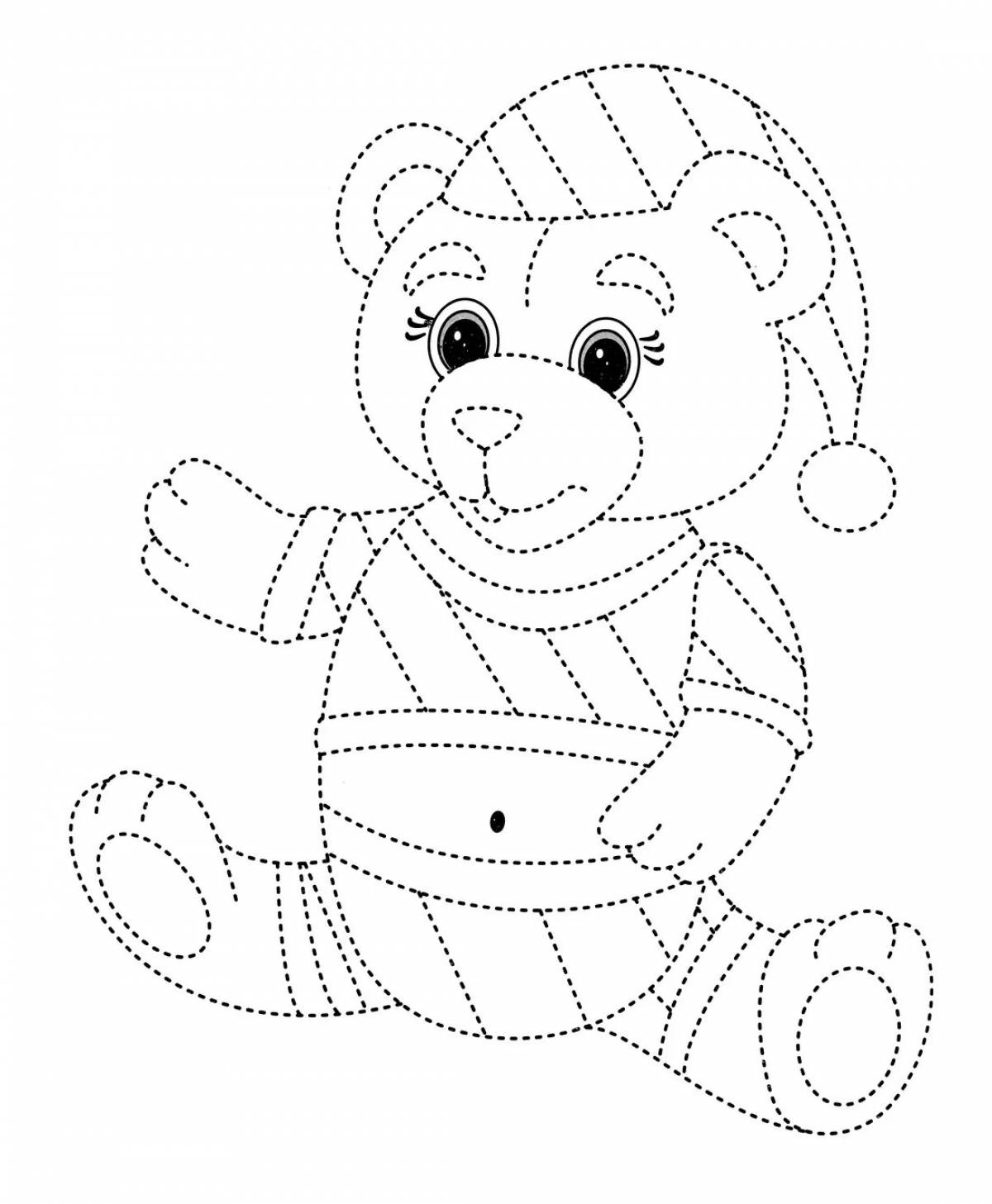 Coloring funny bear with polka dots