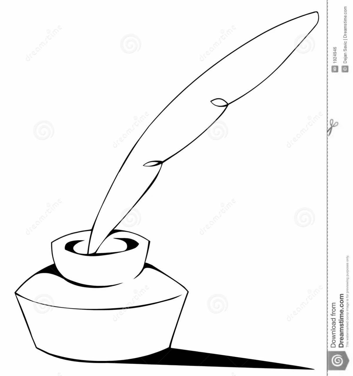 Adorable ink bottle and coloring pen