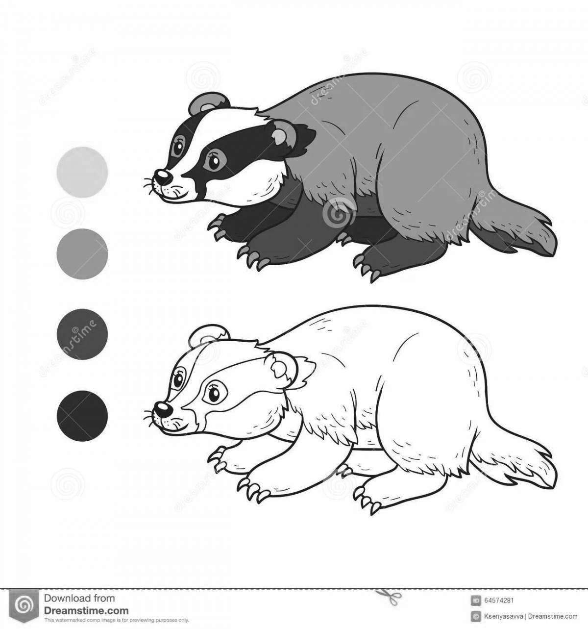 Coloring book funny badger for kids