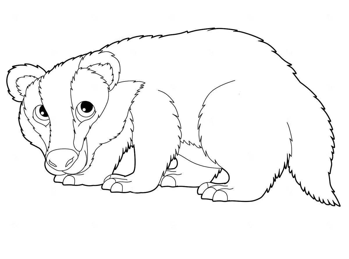 Coloring book brave badger for children