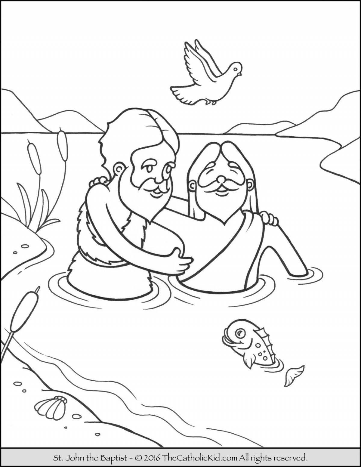 Coloring page holy baptism of jesus christ