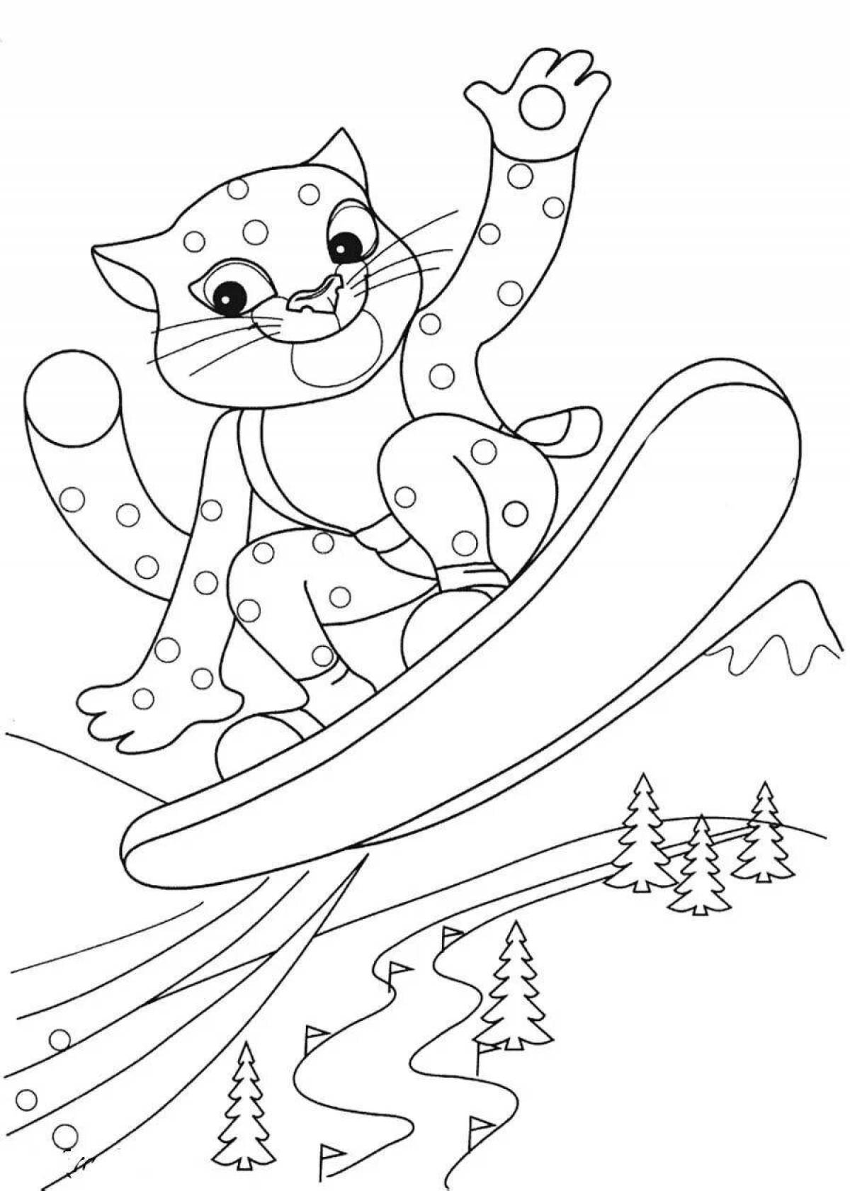 Impressive winter sports coloring book