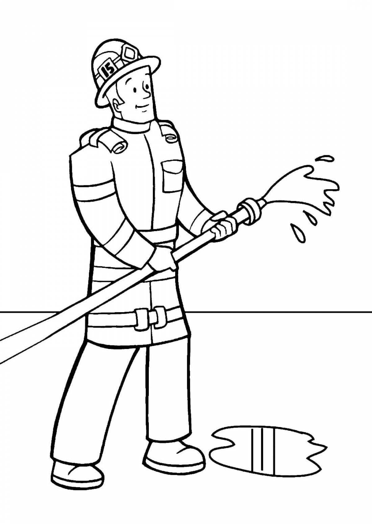 Colorful firefighter coloring book for kids