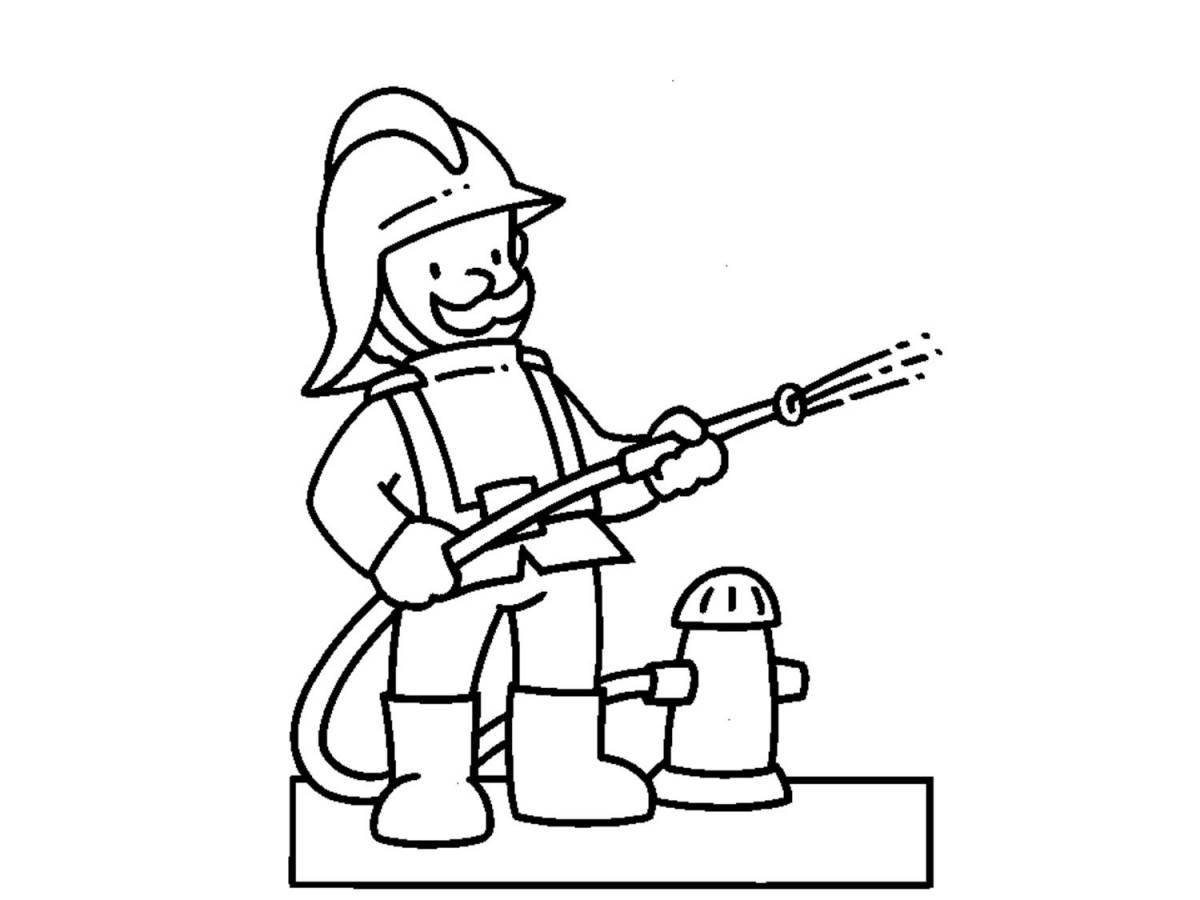 Courageous fireman coloring pages for kids