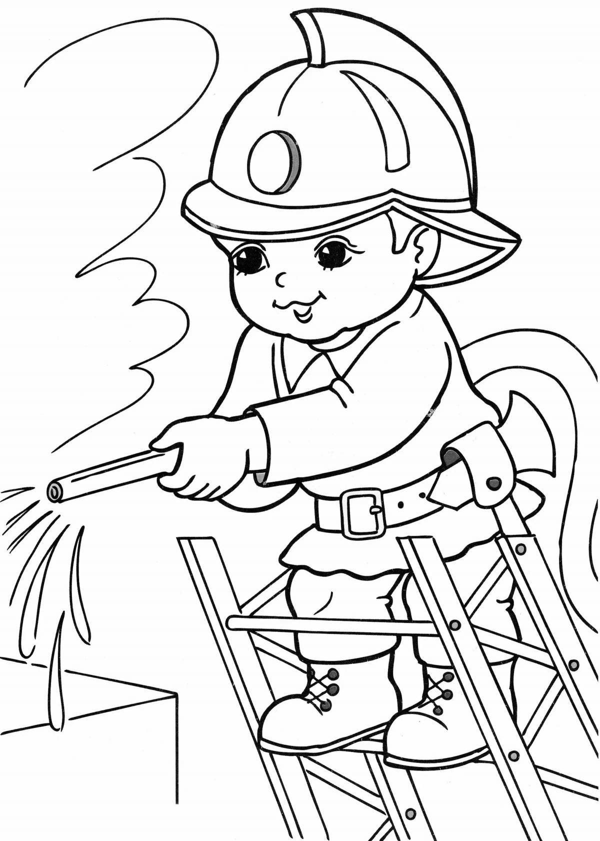 Захватывающая раскраска пожарного для детей
