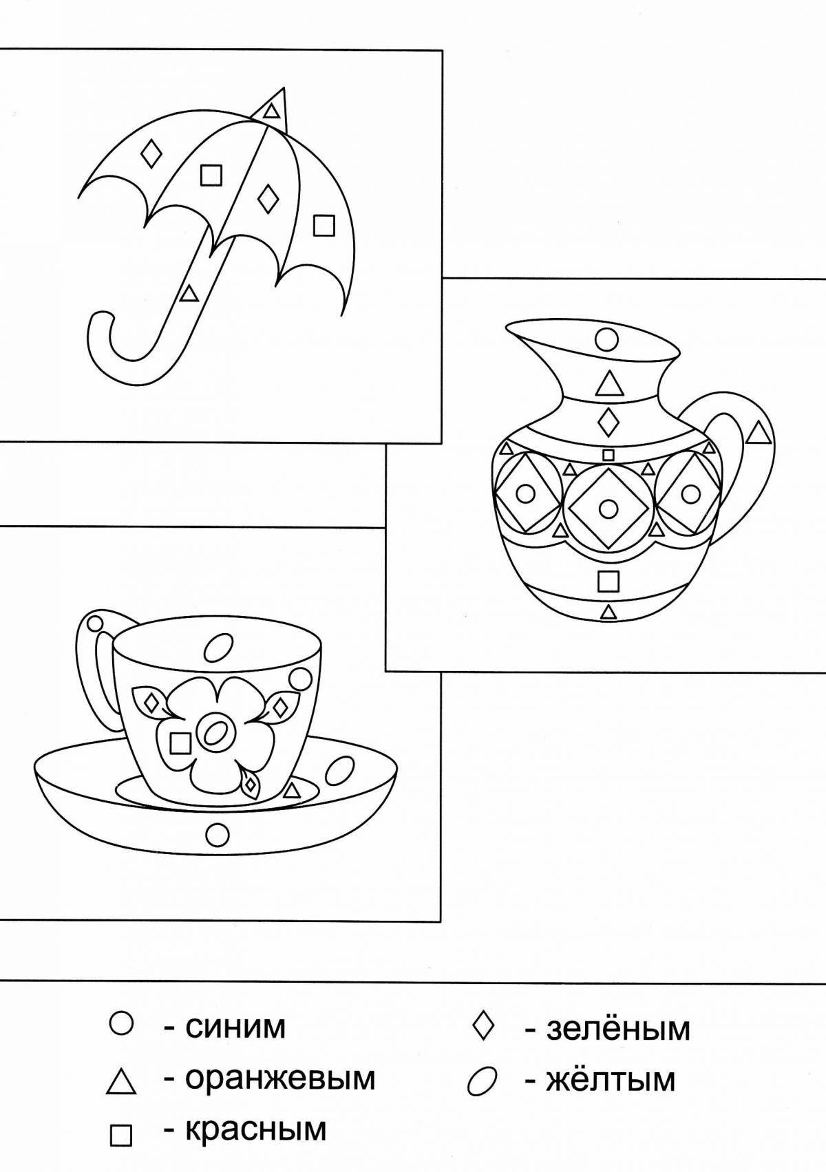 Fun coloring tableware for preschoolers