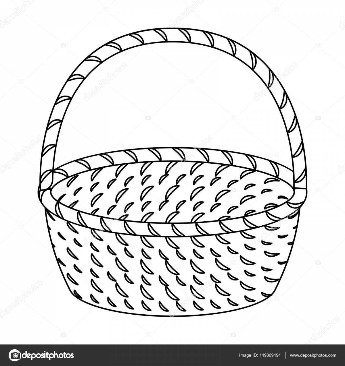Playful coloring page with empty basket for kids