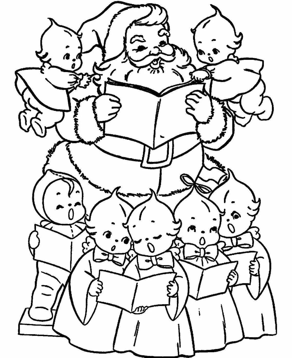 Colorful Christmas carols coloring pages for kids
