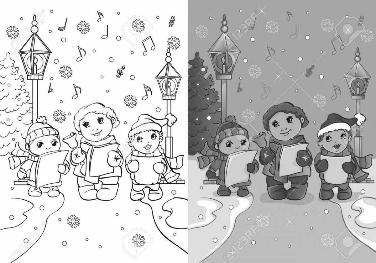 Fun coloring pages Christmas carols for kids