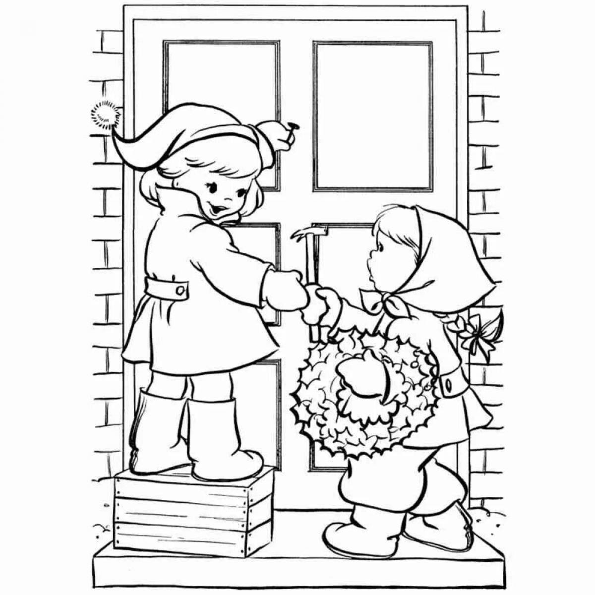 Luminous Christmas carol coloring pages for children