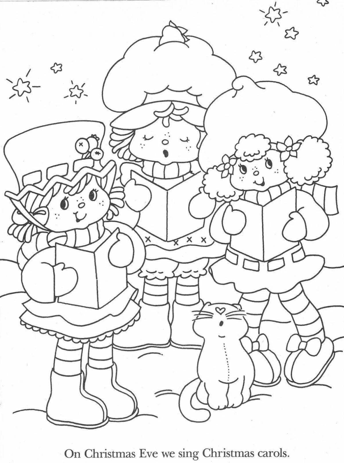 Adorable Christmas carol coloring pages for kids