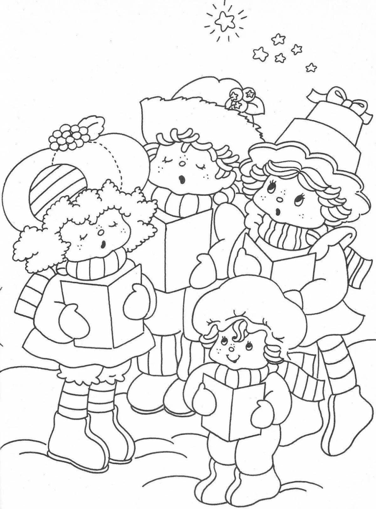 Inspirational Christmas carol coloring pages for kids