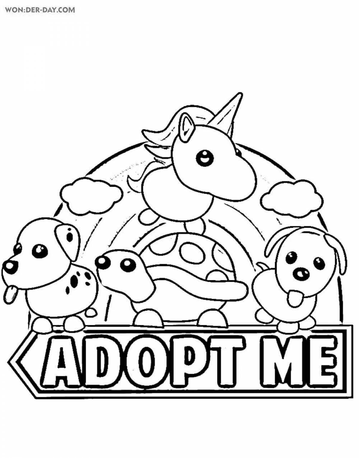 Пушистая страница раскраски adopt me pets