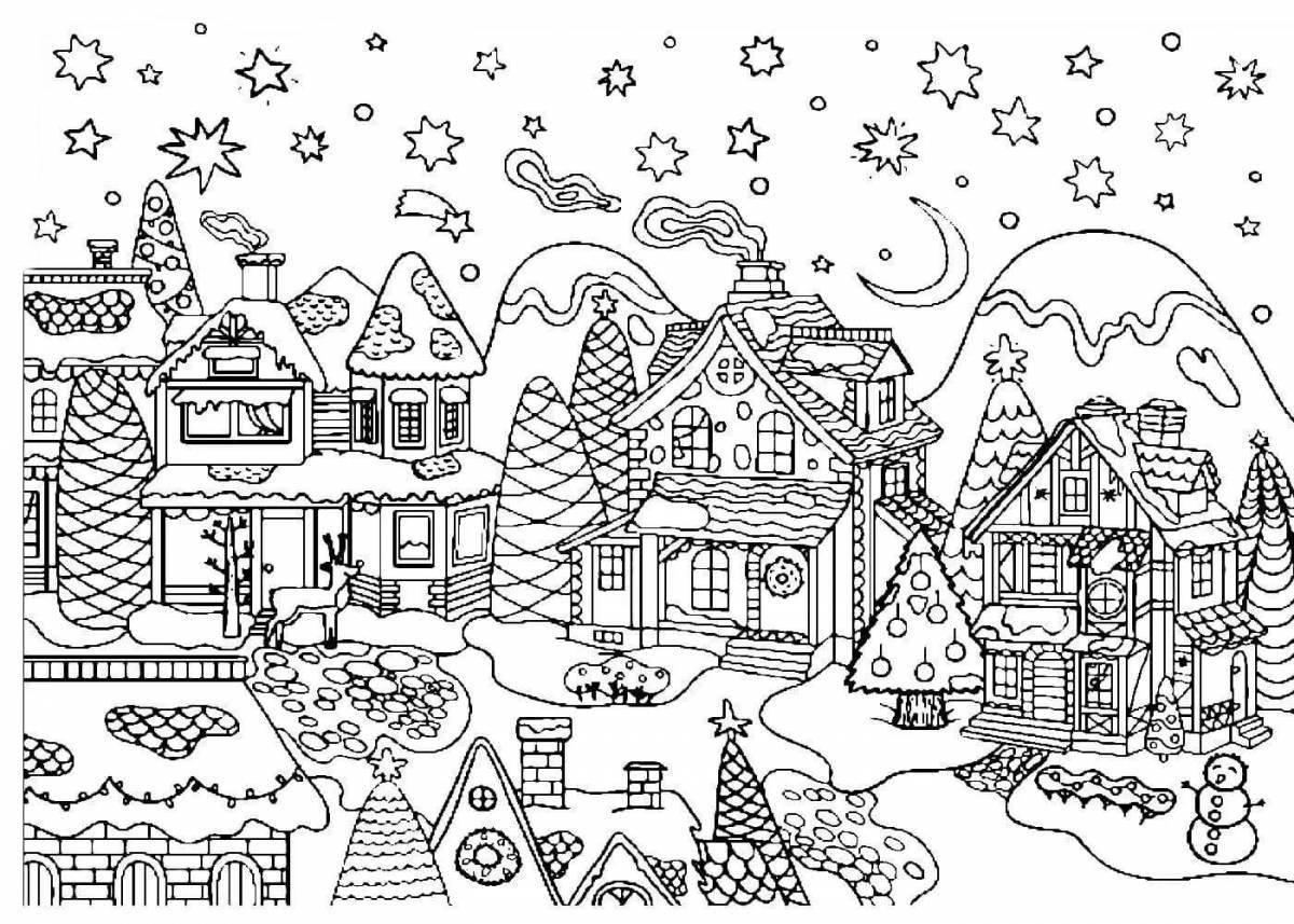 Wonderful winter city coloring pages for kids