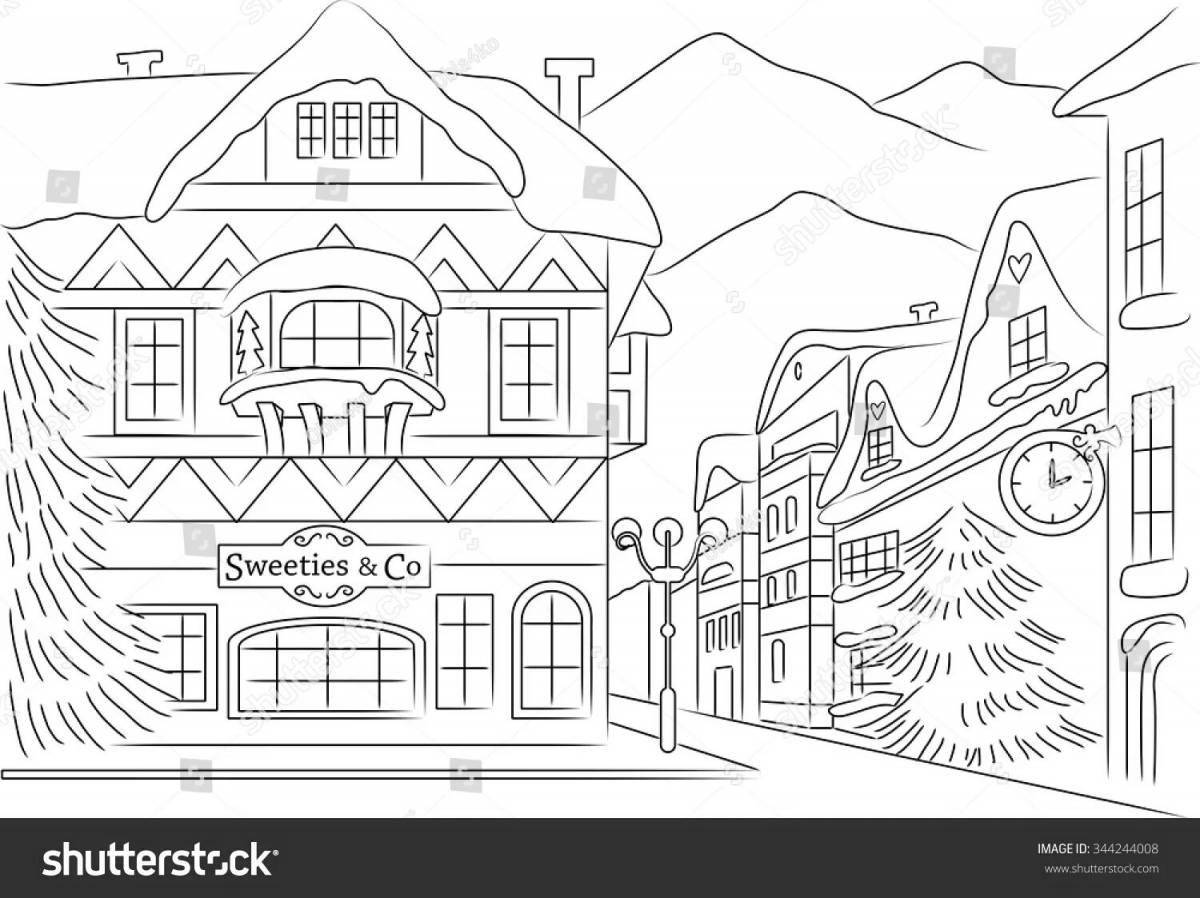Big winter city coloring pages for kids
