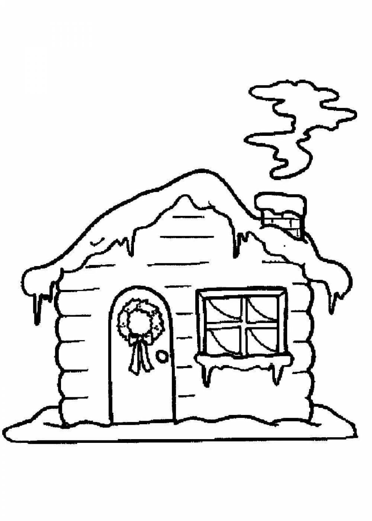 Glorious winter house coloring pages for kids